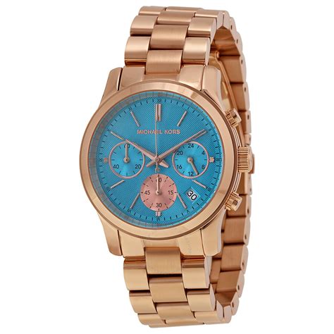 Old Stock Michael Kors Runway MK6164 Blue Dial Rose Gold 